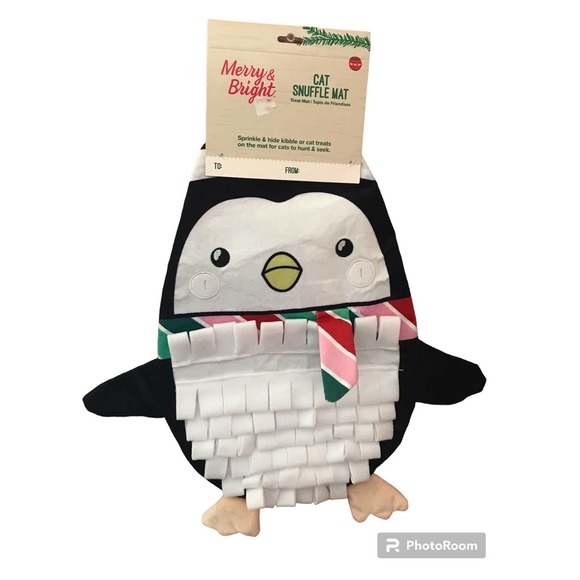 NWT Merry & Bright Cat Snuffle Toy Penguin ‎ Treat Mat - Picture 1 of 8